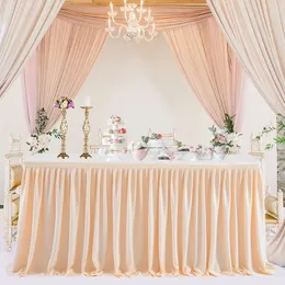 Table Skirt 6/9/14FT Party Polyester Wedding Event Table Skirt for Baby Shower Wedding Birthday Decoration 231019