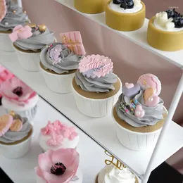 Decorative Flowers Simulation Gray Tune Cream Cup Cake Fake Props Baking Shop Cabinet Decoration Shooting