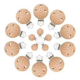 Massaggiagengive Mabochewing 50 pz 30mm 35mm Clip rotonde in legno di faggio duro Ciuccio per dentizione per bambini Porta ciuccio per neonato Clip mobile per neonati 231020