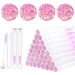 Herramientas de maquillaje 50 piezas Tubo de cepillo de pestañas Tubo de varitas de rímel desechables Tubo reutilizable Lash Spoolies Cepillo Limpiador a prueba de polvo Tubos de almacenamiento 231020