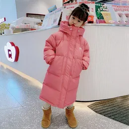 Down Coat 2023 New Winter Hooded Girls Coat Fashion Kids Down Cotton Outerwear Solid Color Teens Boy Long Parka For 3-12 Years XMP213 231020