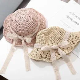 Hats 1pc Fashion Lace Baby Hat Summer Straw Bow Girl Cap Beach Children Princess And Caps For Kids