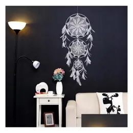 Arts and Crafts DreamCatcher Wiatr Ręcznie robione Nordic Dream Catcher Net with Feathers 130 CM WALLING DREGING DREAD HOME DECHMBE DHMBE