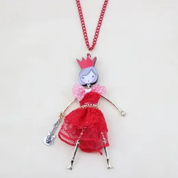 Collane con ciondolo Collana per bambole Tessuto vestito Panno Gioielli di moda 2014 Acrilico Ragazze Figure Ragazza Donna
