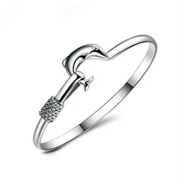925 silver charm bangle Fine Noble mesh Dolphin bracelet fashion jewelry GA150264H