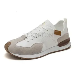 Sapatos de vestido ao ar livre couro casual mens tênis deslizamento em esportes de moda para homem clássico andando branco treinadores 231019