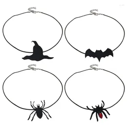 Colares de pingente Punk Bat Charm Colar Halloween Spiders Clavicle Chain