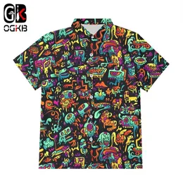 OGKB 3D engraçado psicodélico impressão botão camisas hipster casual abstrato com capuz anime graffiti manga curta camisa streetwear 210316253a