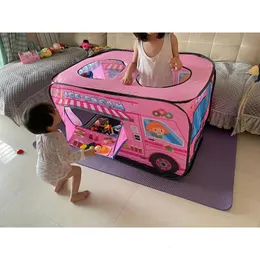 Leksakstält 1PC Game House Spela Tält Fire Truck Bus Foldbar Pop Up Toy Playhouse Child Toy Tent Ice Cream Firebighting Model House 231019