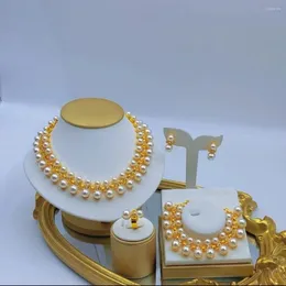 Conjunto de brincos de colar Dubai 24K anéis de liga pulseiras joias de quatro peças para mulheres DD10267