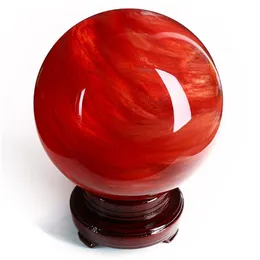 about 60mm High-temperature Heat Red Quartz Sphere Crystal Point Ball236W