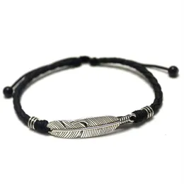 Anklets Simple Adjustable Handmade Leaf Woven Rope Lucky Foot Bracelet For Women Men Jewelry2690