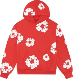 Męskie z kapturem Y2K Harajuku Floral Hoodie Trójwymiarowa pianka Print Street Street Mężczyźni i kobiety swobodne luźne ubrania mężczyzny