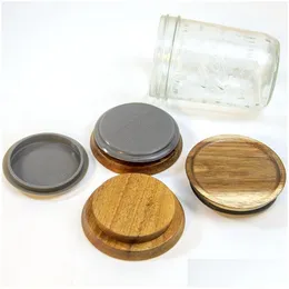 Drinkware Lid Natural Wooden Beverage Drinkware Lid 70Mm 90Mm Environment Friendly Round Bottle Cap Jar Bamboo Lids Home Garden Kitche Dhx9J