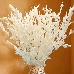 Faux blommig grönare torkad riktig vit eukalyptus ruscus stjälkar naturliga färska bevarade blad buntar för hem bröllop boho party dekor diy 231019