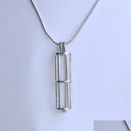 Pendanthalsband 5st 18 kgp Pearl Gem Beads Locket Hollow-Out Long Cylinder Tube Cage Fittings för DIY-armbandhalsbandsmycken207 DHZXJ