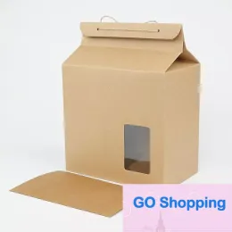 Simple Tea Packaging Box Gift Wrap Cardboard Kraft Paper Bag Folded Food Nut Food Storage Standing Up Packing C0616G07