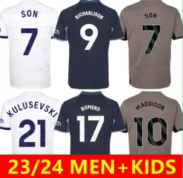 2023 2024 Maddison Son Soccer Jerseys Ромеро Ричарлисон Кулусевесски 23 24 Шпор Ван де вен биссума Джонсон Футбольная рубашка мужчины дети