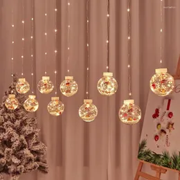 سلاسل 8 أوضاع وميض LED Wish Ball Christmas Fairy Curtain Light String Wedding Holdy Garland Year Indoor Outdoor Decoration