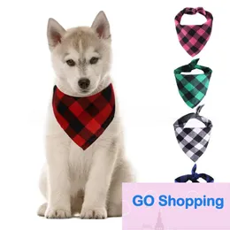 Cão bandana xadrez de natal única camada cachecol para animais de estimação babadores triangulares acessórios babadores para cães pequenos médios grandes presentes de natal bonito simples