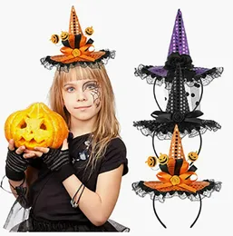 Aros para fiesta de Halloween, Festival de fantasmas, noche de carnaval, aros de calabaza, hebilla de cabeza de tela de araña negra, aros de sombrero de bruja de calabaza