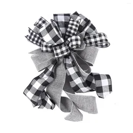 ديكورات عيد الميلاد شجرة Topper Plaid Big Bowknot على شكل قلادة زخرفية شنق