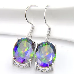 6 أزواج 1LOT Luckyshine عيد الشكر هدية كلاسيكية النار Mystic Topaz 925 Sterling Silver Dangle أقراط Russia Canada Drop inpring30b