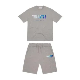 Fashion Men TrapStar Grey T-Shirt Short Sleeve Tracksuit Set Multi-Style Collection Shorts London Street Fashion Cotton High Quali275W