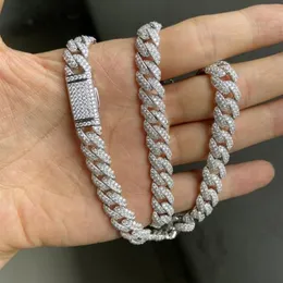 Meisidian 24 tum S925 Silver Iced Out VVS Moissanite Diamond Cuban Link Chain Halsband för män Chains263i