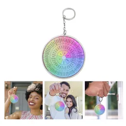 Party Favor Round Double-Sided Key Chain Portable Lightweight Small Pendant For Backpack Bag Charm Color Feeling Home Garden Festive P Dh0Qt