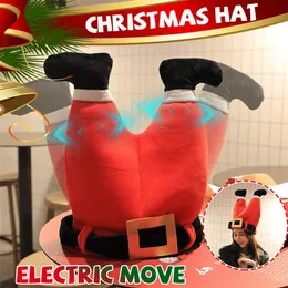 Breda randen hattar hink roligt förfalskning prank elektrisk jul hatt gåva docka sjunga låtar jultomtenbyxor leksak för barn vuxna i lager 231019