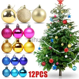 Decorações de Natal 12/6 PCS Decoração de árvore de Natal Bola Bauble Pendurado Decorações de enfeite de festa de Natal para casa 2023 Decorações de Natal de ano novo x1020