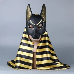 Maschere per feste Anubi egiziano Cosplay Maschera per il viso Testa di lupo Sciacallo Animale Puntelli per travestimento Festa di Halloween Fancy Dress Ball 231020
