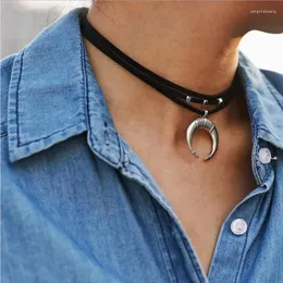 Kedjor choker lager kvinnors män halsband svart måne oxford fisk svans hänge pärla charm fyrkantig kub utökad metallkedja för tjejpojke