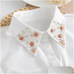 Bow Ties Bow Ties Women Handmade Beads Fake Collar For Sweater Shirt Detachable Collars Blouse Tops Half Fashion Accessories Ties Dhhbd