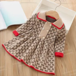 Abito da bambina alla moda in maglia a maniche lunghe, nuovo maglione da principessa autunnale, pullover per vestiti per neonati, abbigliamento per bambini