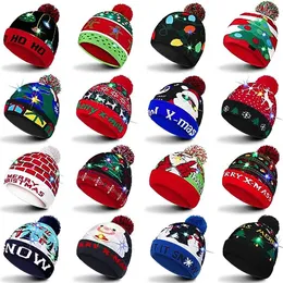 Party Hats 5/10/15/20 Pcs LED Light Up Christmas Beanie Hat Winter Snow Sweater Knitted Hat with Lights for Kids Adults Xmas Party Supplies 231020