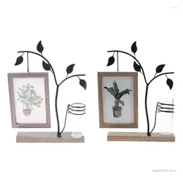 Frames QX2E 4x6 Family Picture Frame Display With Terrarium Vase Flower Plant For Home Decor