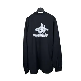 Balencaigai designer hoodie original kvalitet överlappning fantom bokstav tryck lång ärm unisex lös t-shirt lös och bekväm