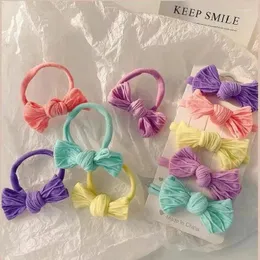 Acessórios para o cabelo 10 pçs/lote mulheres meninas doces colorido bowknot headbands para crianças alta elástico scrunchies rabo de cavalo titular