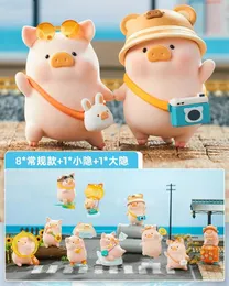 Blind Box Konserven Schwein Lulu Box Reise Serie Anime Figur Puppe Überraschung Guss Tasche Kawaii Ornament Dekoration Kinder Spielzeug Geschenk 231020