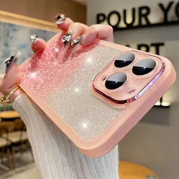 Cep Telefonu Kılıfları Moda Bling Glitter Case için iPhone 15 Pro Max 14 13 12 12 X XR XS Lüks Şok geçirmez Tampon Silikon Silikon Temiz Arka Kapak 231021