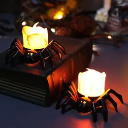 Strängar halloween svart spindel te ljus ledt teealight party spooky dekoration flamlös liten pumpa ljus heminredning