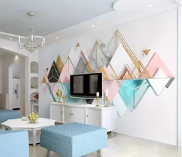 Sfondi CJSIR Carta da parati personalizzata 3d Murale Materiale di seta di alta qualità Triangolo geometrico TV Sfondo Decorazione della parete