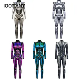 Futuristische Technologie Halloween Cosplay Kostüm Frauen 3D Druck Party Body Roboter Mechanische Overall Karneval Onesies 2023