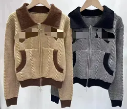 1017 2023 outono marca mesmo estilo feminino suéteres lapela pescoço cinza cáqui cardigan manga longa roupas femininas moda fengjie6