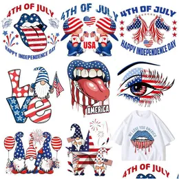 Notions Independence Dayes Heat Transfer Iron On Vinyl Paper For Clothing Decorations Big Size American Flag Stickers Decals Patrio