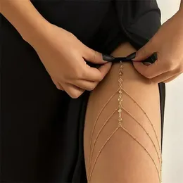 سلاسل الفخذ البوهيمية البوهيمية سلاسل نجوم بسيطة للنساء doublelayer metal bodychain أزياء المجوهرات الساق 231020