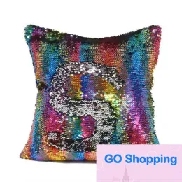 All-Match 13 Style Mermaid Pillow Cover Sequin Pillow Cover Sublimation Cushion Throw Pudow Case Dekorativ kudde som byter färggåvor Girl