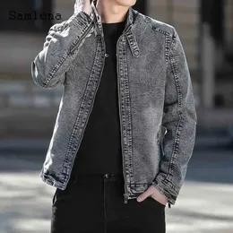 Men's Jackets Demin Jacket Slim Men Streetwear Fashion Zipper Demin Coats Mandarin Collar Tops Male Skinny Jean Outerwear Plus Size S-5XL 231021